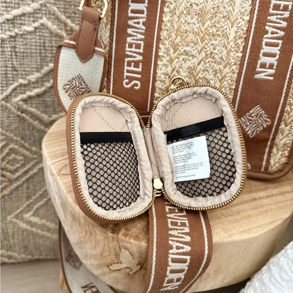 Steve Madden Brown Woven Logo-Trim Crossbody Bag - Picture 5 of 6